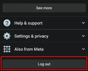 How to Fix Facebook Drop-Down Menu Not Working - log out